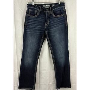 BKE Denim Jake Bootleg Jeans Men 31R Dark Wash Thick Stitch Stretch